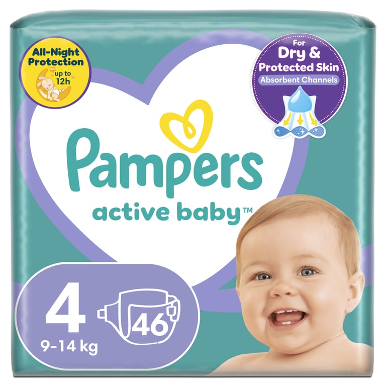 Підгузки Pampers Active Baby Maxi Розмір 4 (9-14 кг) 46 шт (8001090949097) - фото 1