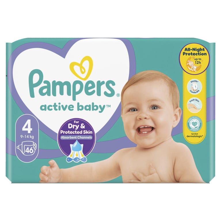 Підгузки Pampers Active Baby Maxi Розмір 4 (9-14 кг) 46 шт (8001090949097) - фото 2