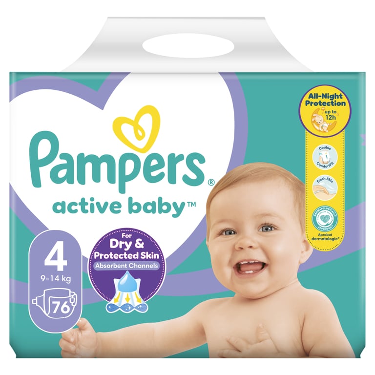 Підгузки Pampers Active Baby Maxi Розмір 4 (9-14 кг) 76 шт (8001090949615) - фото 2