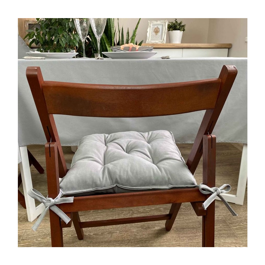 Подушка на стілець Прованс Сіра 40х40 (4823093429628) - фото 2 Подушка на стілець Прованс Сіра 40х40 (4823093429628) - фото 2