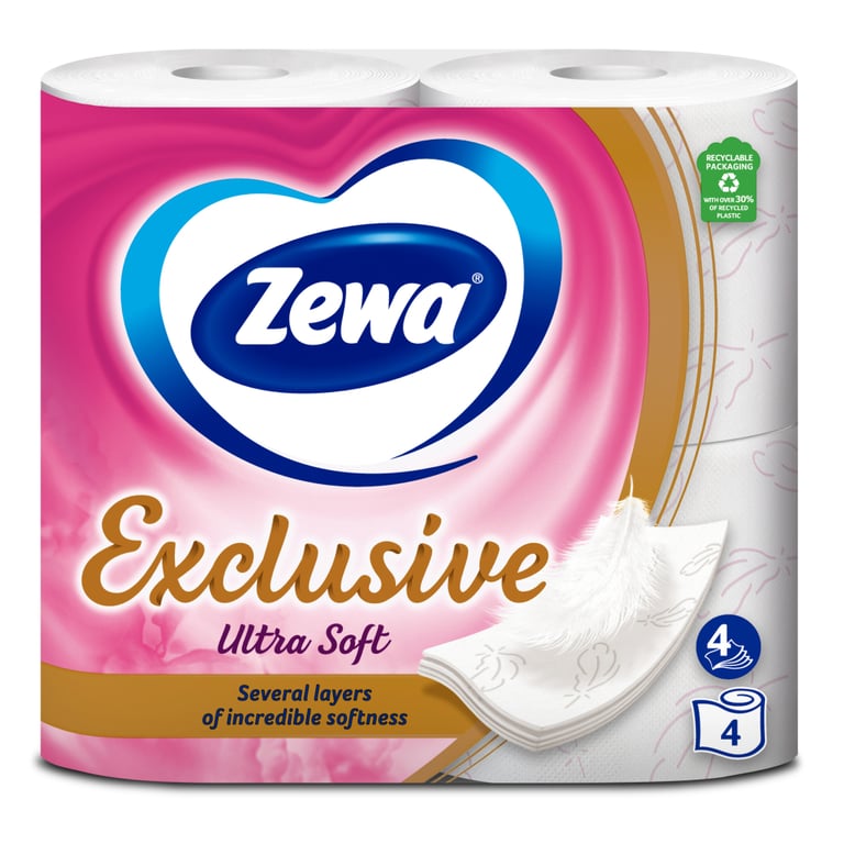 Туалетний папір Zewa Exclusive Ultra Soft 4 шари 4 рулони (7322541188546) - фото 1