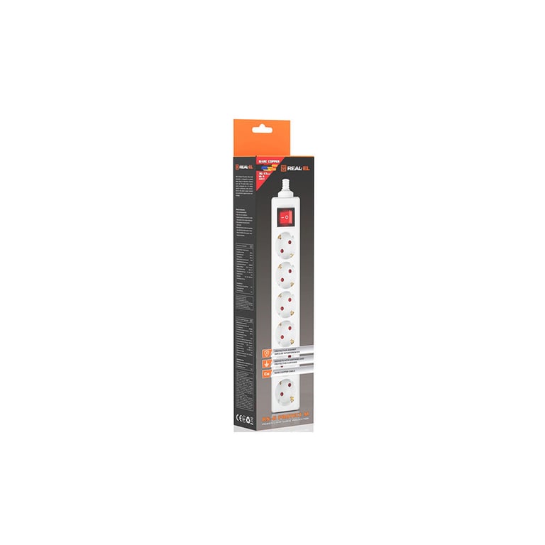 Мережевий фільтр живлення REAL-EL RS-6 Protect M 1.8m, white (EL122300031) - фото 4