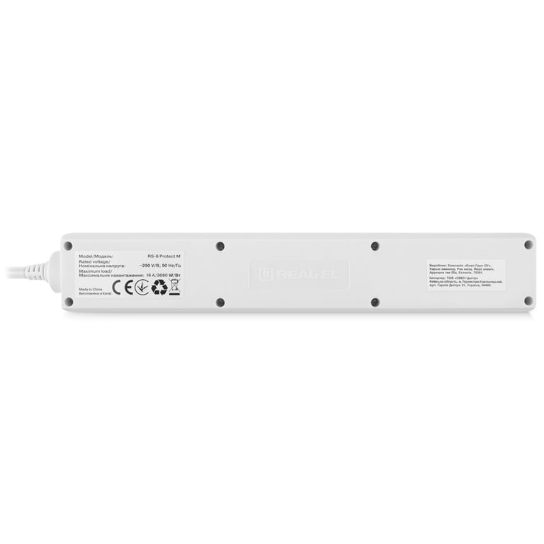 Мережевий фільтр живлення REAL-EL RS-6 Protect M 1.8m, white (EL122300031) - фото 9