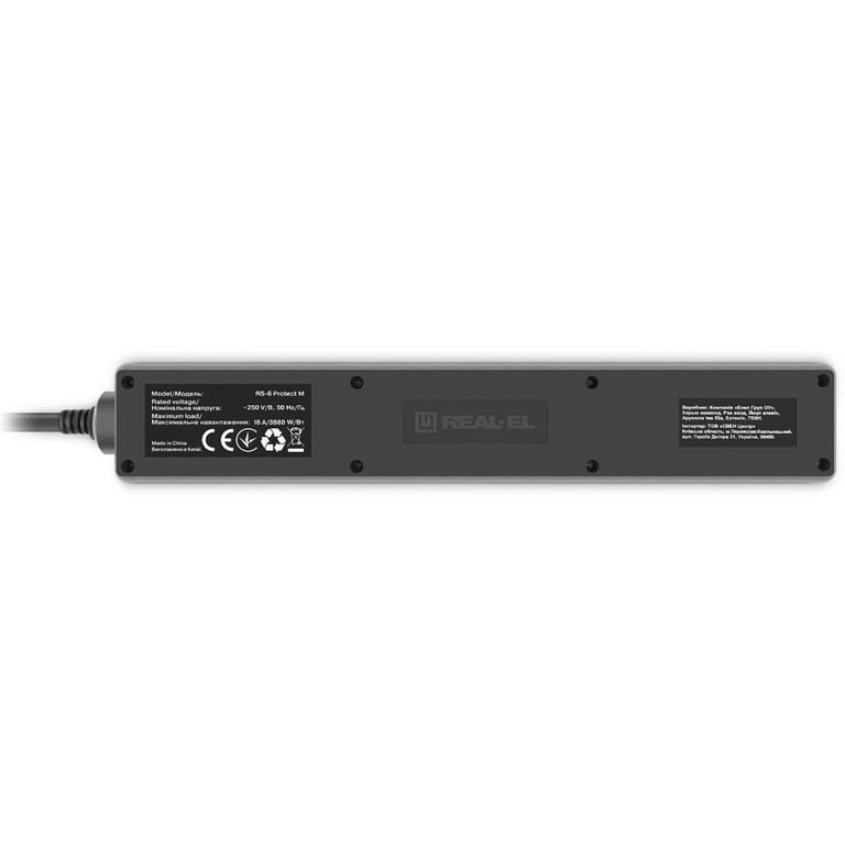 Мережевий фільтр живлення REAL-EL RS-6 Protect M 5m, black (EL122300036) - фото 7