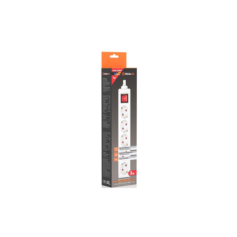 Мережевий фільтр живлення REAL-EL RS-Protect M 3m, white (EL122300027) - фото 4