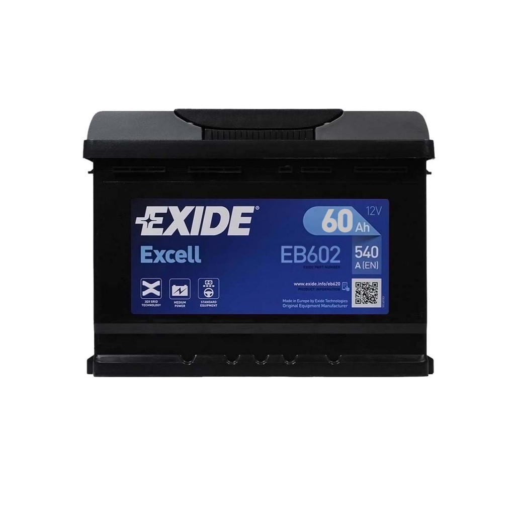 Акумулятор автомобільний EXIDE EXCELL 60Ah Н Ев (-/+) (540EN) (EB602) - фото 1 Акумулятор автомобільний EXIDE EXCELL 60Ah Н Ев (-/+) (540EN) (EB602) - фото 1