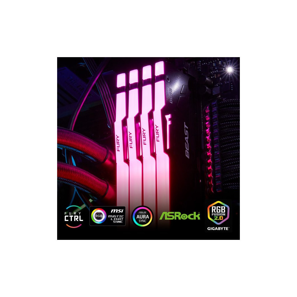 Модуль пам'яті для комп'ютера DDR5 32GB (2x16GB) 5200 MHz Beast RGB XMP Kingston Fury (ex.HyperX) (KF552C40BBAK2-32) - фото 11 Модуль пам'яті для комп'ютера DDR5 32GB (2x16GB) 5200 MHz Beast RGB XMP Kingston Fury (ex.HyperX) (KF552C40BBAK2-32) - фото 11