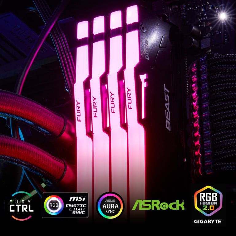 Модуль пам'яті для комп'ютера DDR5 32GB 5600 MHz Beast RGB XMP Kingston Fury (ex.HyperX) (KF556C40BBA-32) - фото 10