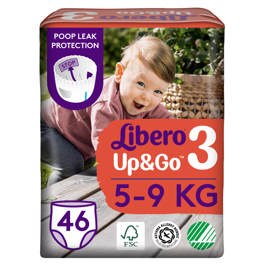 Підгузки Libero Up&Go Розмір 3 (5-9 кг) 46 шт (7322541742076) - фото 1 Підгузки Libero Up&Go Розмір 3 (5-9 кг) 46 шт (7322541742076) - фото 1