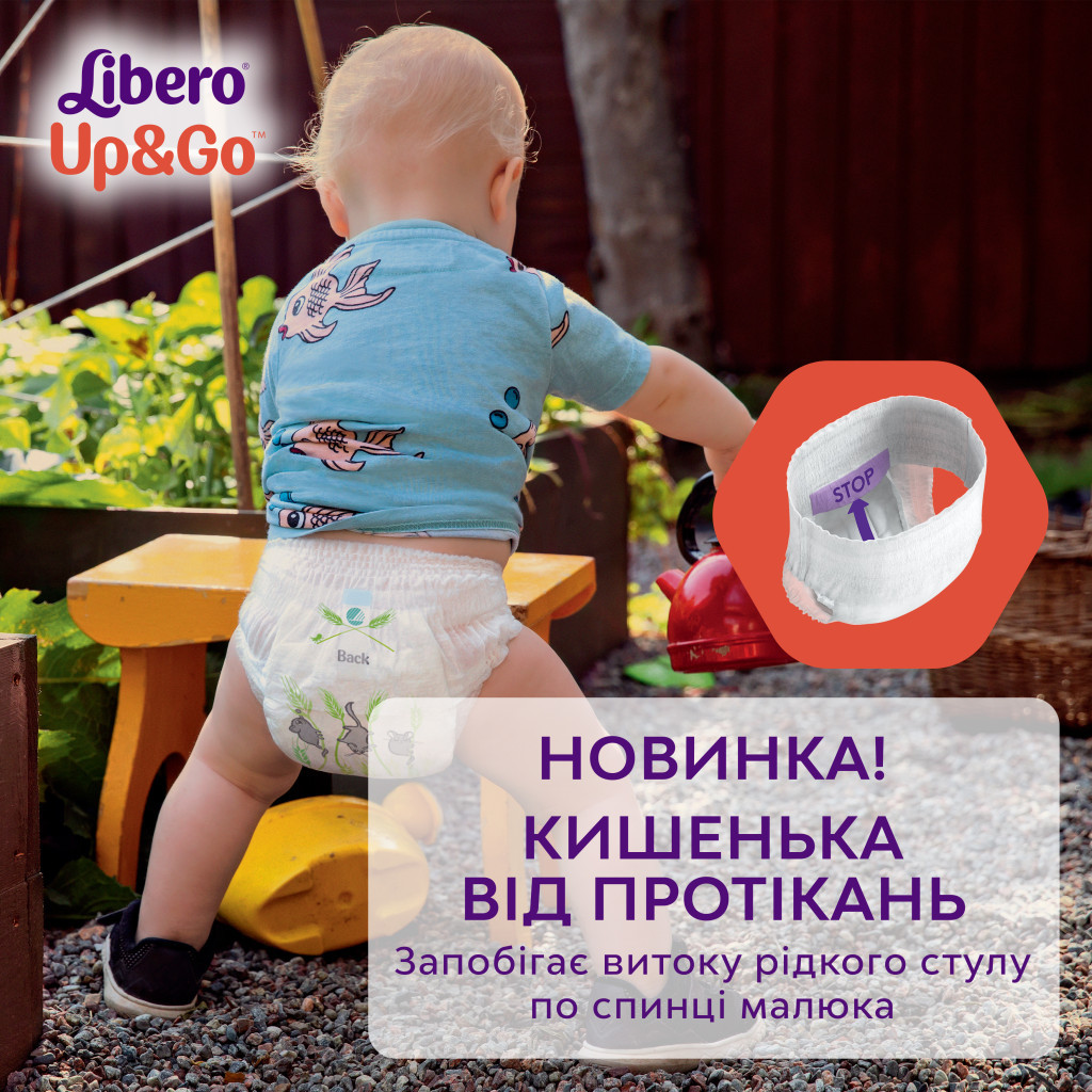 Підгузки Libero Up&Go Розмір 3 (5-9 кг) 46 шт (7322541742076) - фото 3 Підгузки Libero Up&Go Розмір 3 (5-9 кг) 46 шт (7322541742076) - фото 3