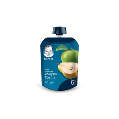 Дитяче пюре Gerber Pouch Яблуко і груша, 90 г (7613036345507) - фото 1