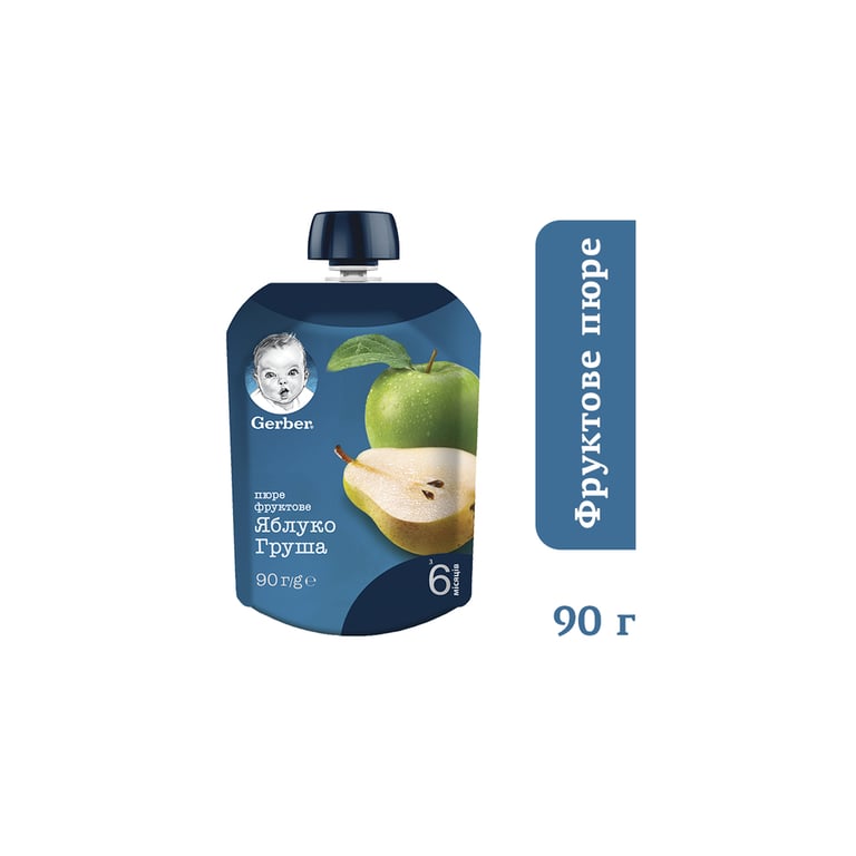 Дитяче пюре Gerber Pouch Яблуко і груша, 90 г (7613036345507) - фото 2