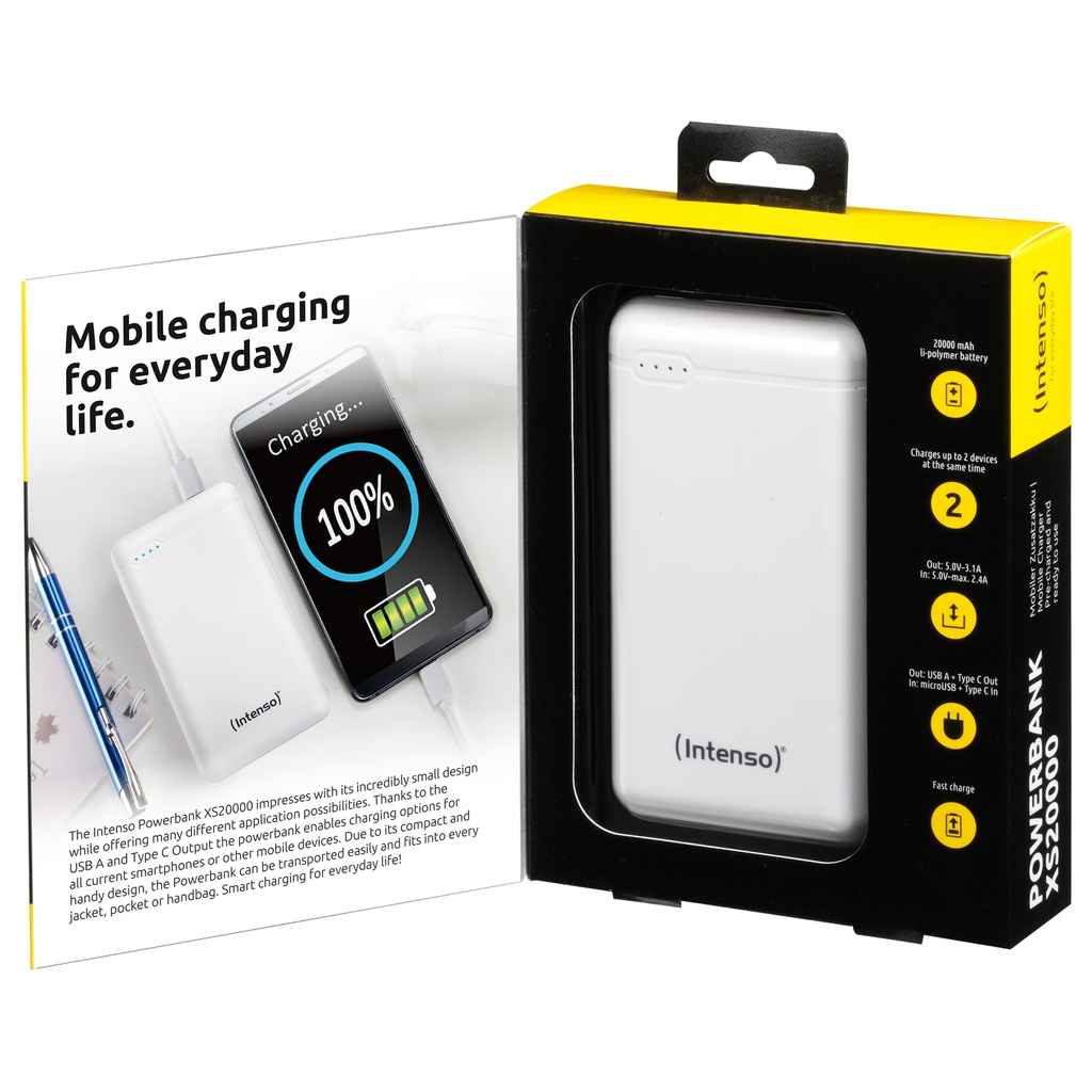 Батарея універсальна Intenso XS20000 20000mAh, USB Type-C USB-A, 5V, 3.1A, white (7313552) - фото 5 Батарея універсальна Intenso XS20000 20000mAh, USB Type-C USB-A, 5V, 3.1A, white (7313552) - фото 5