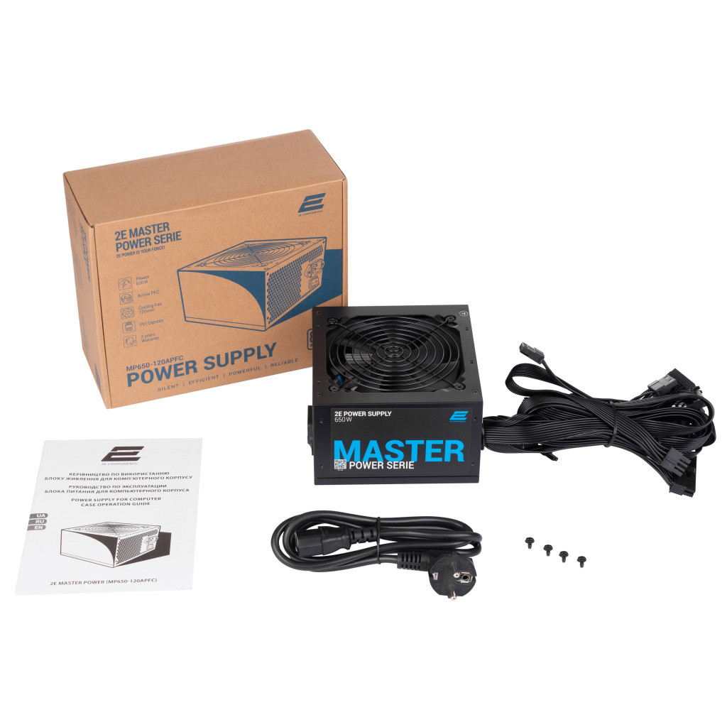Блок живлення 2E MASTER POWER (650W), >80, 80+ White, 120mm, 1xMB 24pin(20+4), 1xCPU 8pin(4+4), 3xMolex, 5xSATA, (2E-MP650-120APFC) - фото 9 Блок живлення 2E MASTER POWER (650W), >80, 80+ White, 120mm, 1xMB 24pin(20+4), 1xCPU 8pin(4+4), 3xMolex, 5xSATA, (2E-MP650-120APFC) - фото 9