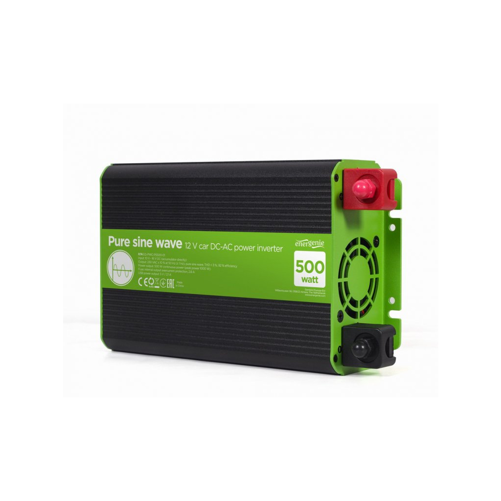 Автомобільний інвертор 12V/230V 500W (1000W peak power) чиста синусоїда EnerGenie (EG-PWC-PS500-01) - фото 2 Автомобільний інвертор 12V/230V 500W (1000W peak power) чиста синусоїда EnerGenie (EG-PWC-PS500-01) - фото 2