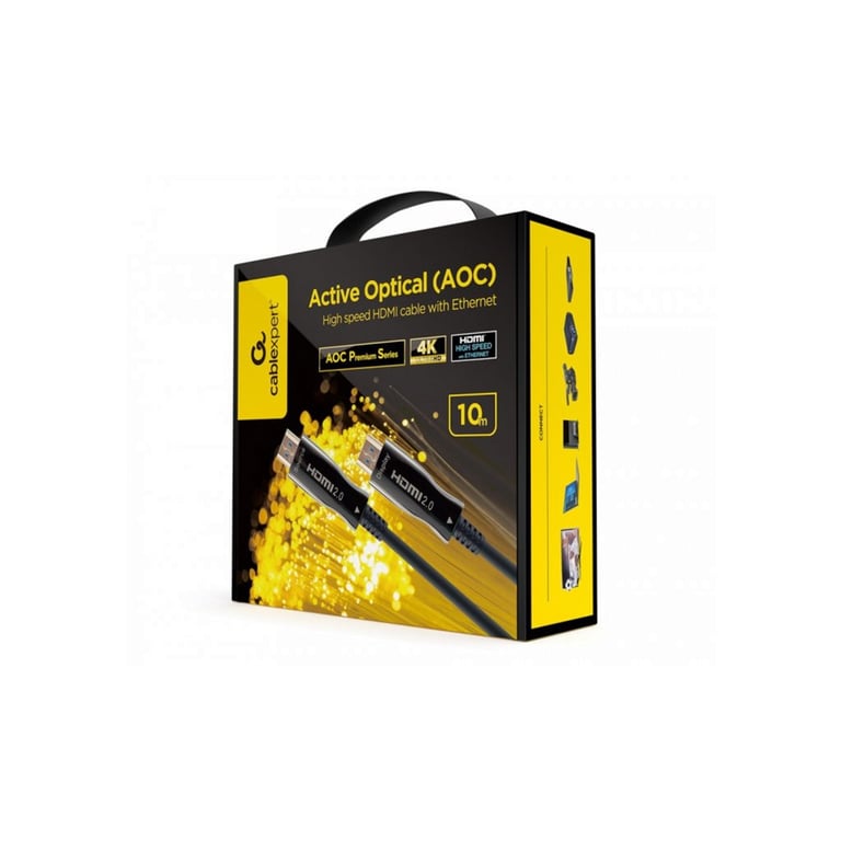 Кабель мультимедійний HDMI M to HDMI M 10.0m V2.0 AOC 4K60Hz gold Cablexpert (CCBP-HDMI-AOC-10M-02) - фото 2