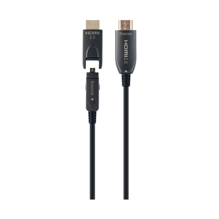 Кабель мультимедійний HDMI M to HDMI M 30.0m V2.0 AOC 4K60Hz gold Cablexpert (CCBP-HDMID-AOC-30M) - фото 2