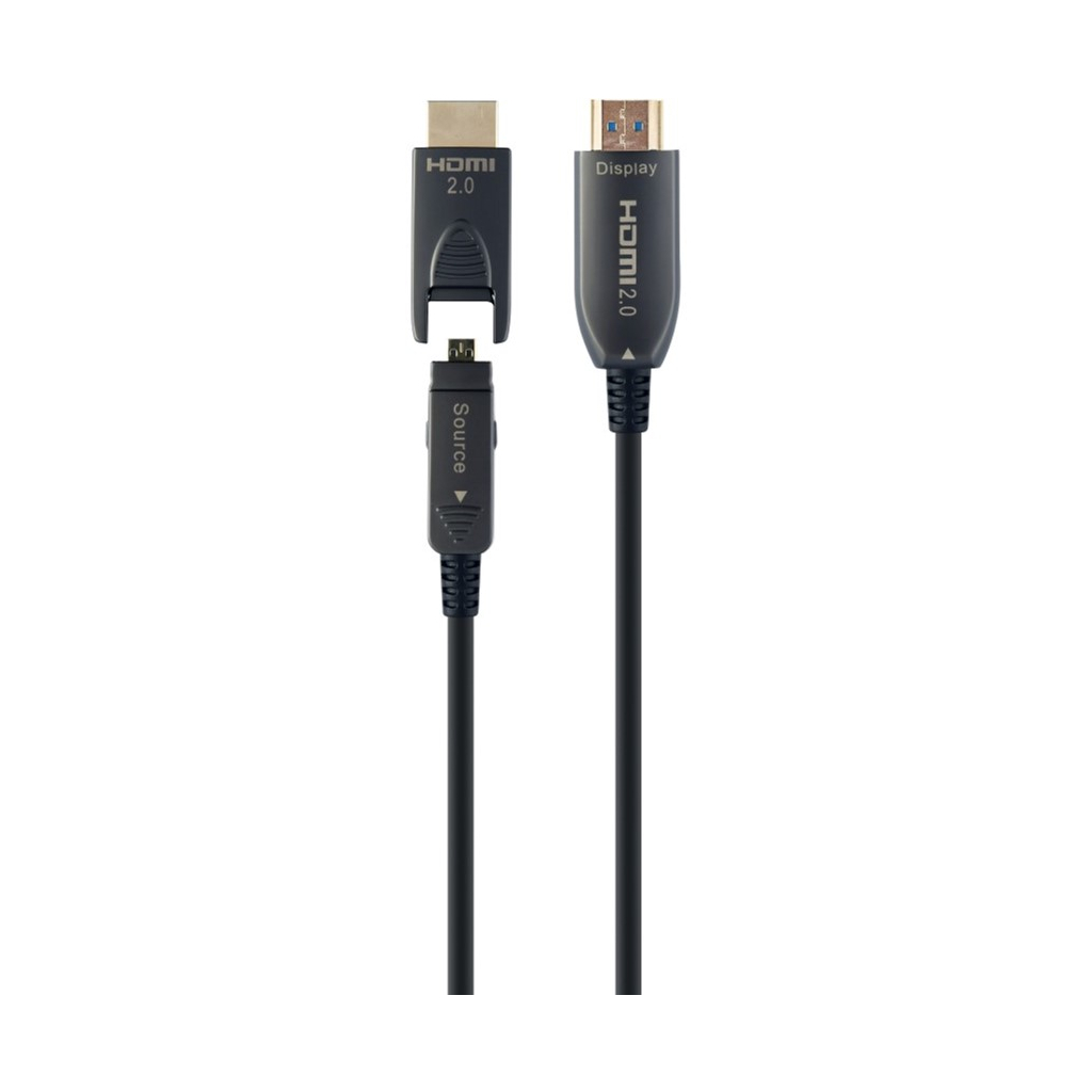 Кабель мультимедійний HDMI M to HDMI M 50.0m V2.0 AOC 4K60Hz gold Cablexpert (CCBP-HDMID-AOC-50M) - фото 2 Кабель мультимедійний HDMI M to HDMI M 50.0m V2.0 AOC 4K60Hz gold Cablexpert (CCBP-HDMID-AOC-50M) - фото 2