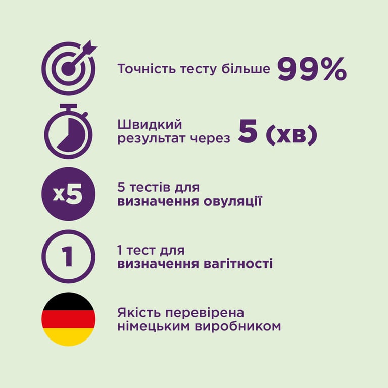 Тест на овуляцію Eviplan 5 шт. + для визначення вагітності 1 шт. (4033033418036) - фото 2