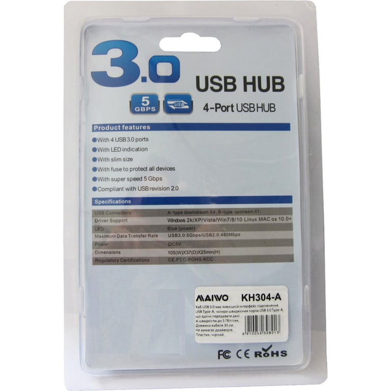 Концентратор Maiwo USB Type-A to 4х USB3.0 30cm (KH304-A) - фото 7