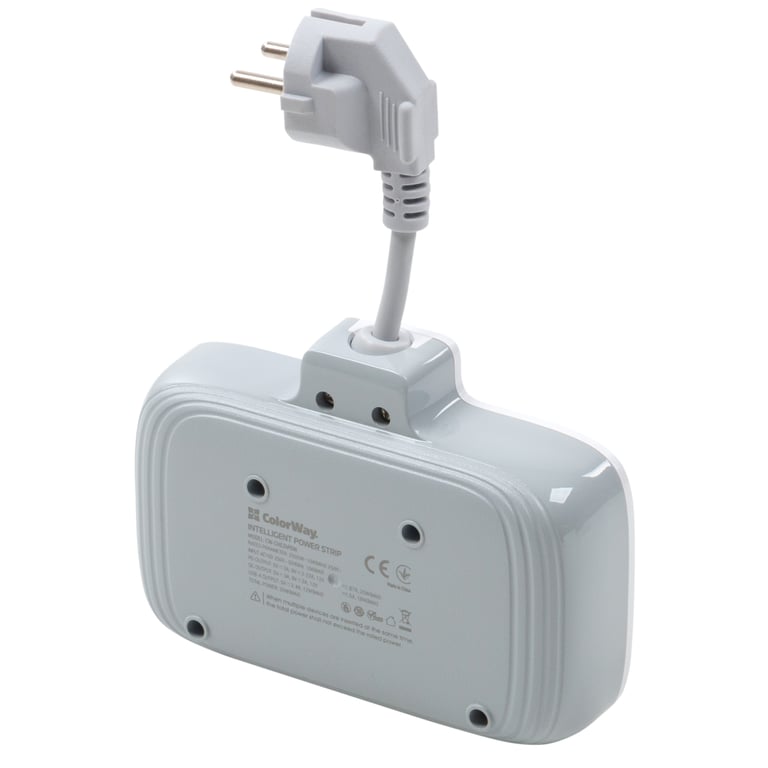 Мережевий фільтр живлення ColorWay CW-CHE24PDW 2 розетки/4USB (CW-CHE24PDW) - фото 3