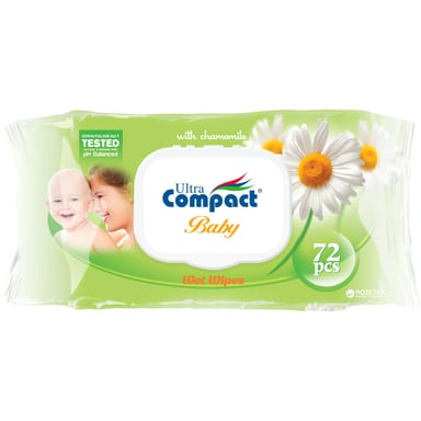 Дитячі вологі серветки Ultra Compact Ромашка 72 шт. з клапаном (8697420531188) - фото 1