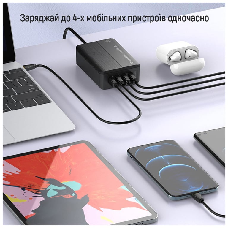 Зарядний пристрій ColorWay Power Delivery (2USB-A + 2USB TYPE-C) (65W) black (CW-CHS040PD-BK) - фото 7