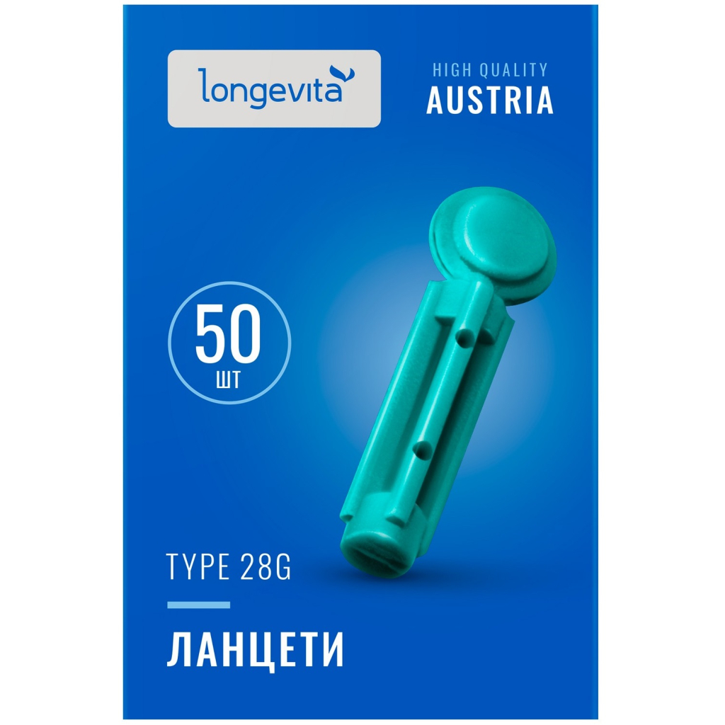 Ланцети Longevita Type 28G 50 шт. (6427748) - фото 1