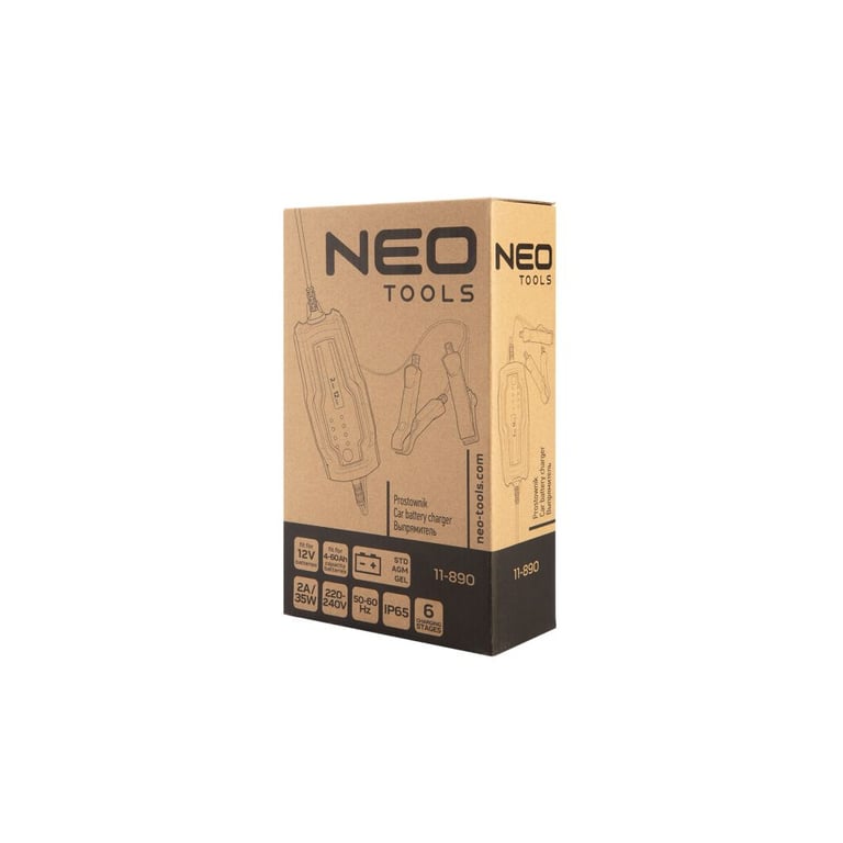Зарядний пристрій для автомобільного акумулятора Neo Tools 2А/35Вт, 4-60Ач, для кислотних/AGM/GEL (11-890) - фото 2