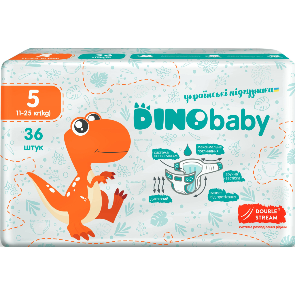 Підгузки Dino Baby Розмір 5 (11-25 кг) 36 шт (4823098410614) - фото 1