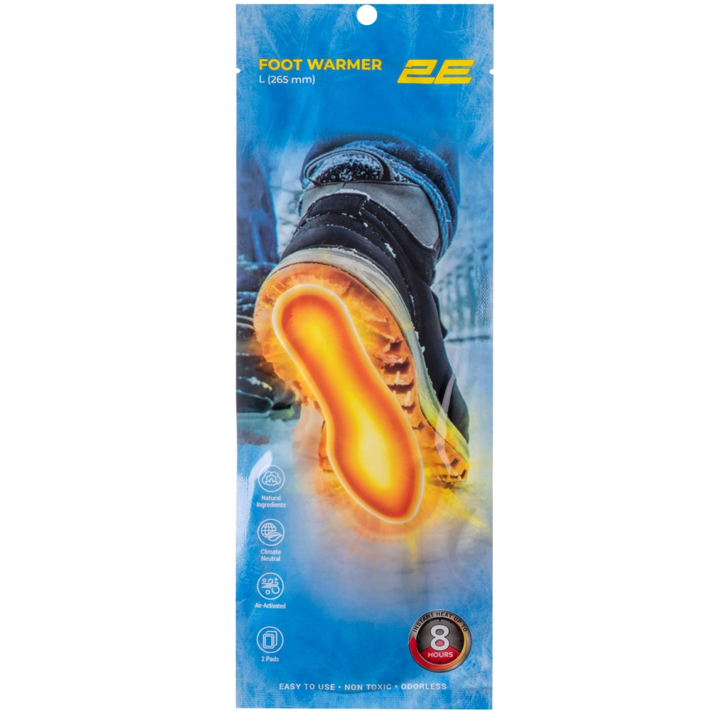 Хімічна грілка 2E для ніг розмір L (265 мм розмір 40-42) до 8 годин (2E-NAFW8L) - фото 2 Хімічна грілка 2E для ніг розмір L (265 мм розмір 40-42) до 8 годин (2E-NAFW8L) - фото 2