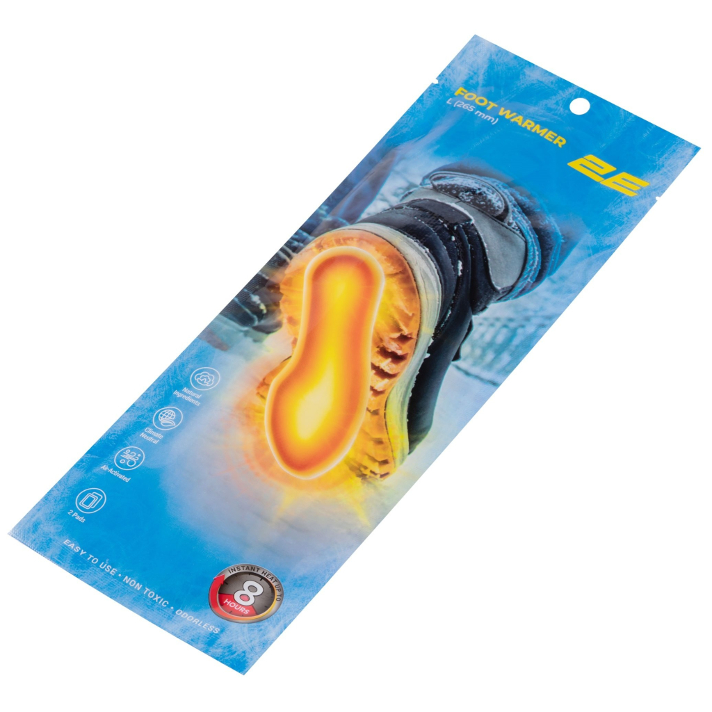 Хімічна грілка 2E для ніг розмір L (265 мм розмір 40-42) до 8 годин (2E-NAFW8L) - фото 3 Хімічна грілка 2E для ніг розмір L (265 мм розмір 40-42) до 8 годин (2E-NAFW8L) - фото 3