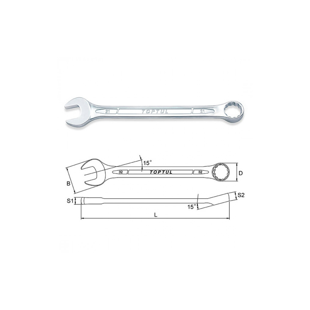 Ключ Toptul комбінований 8мм (AAEB0808) - фото 2 Ключ Toptul комбінований 8мм (AAEB0808) - фото 2