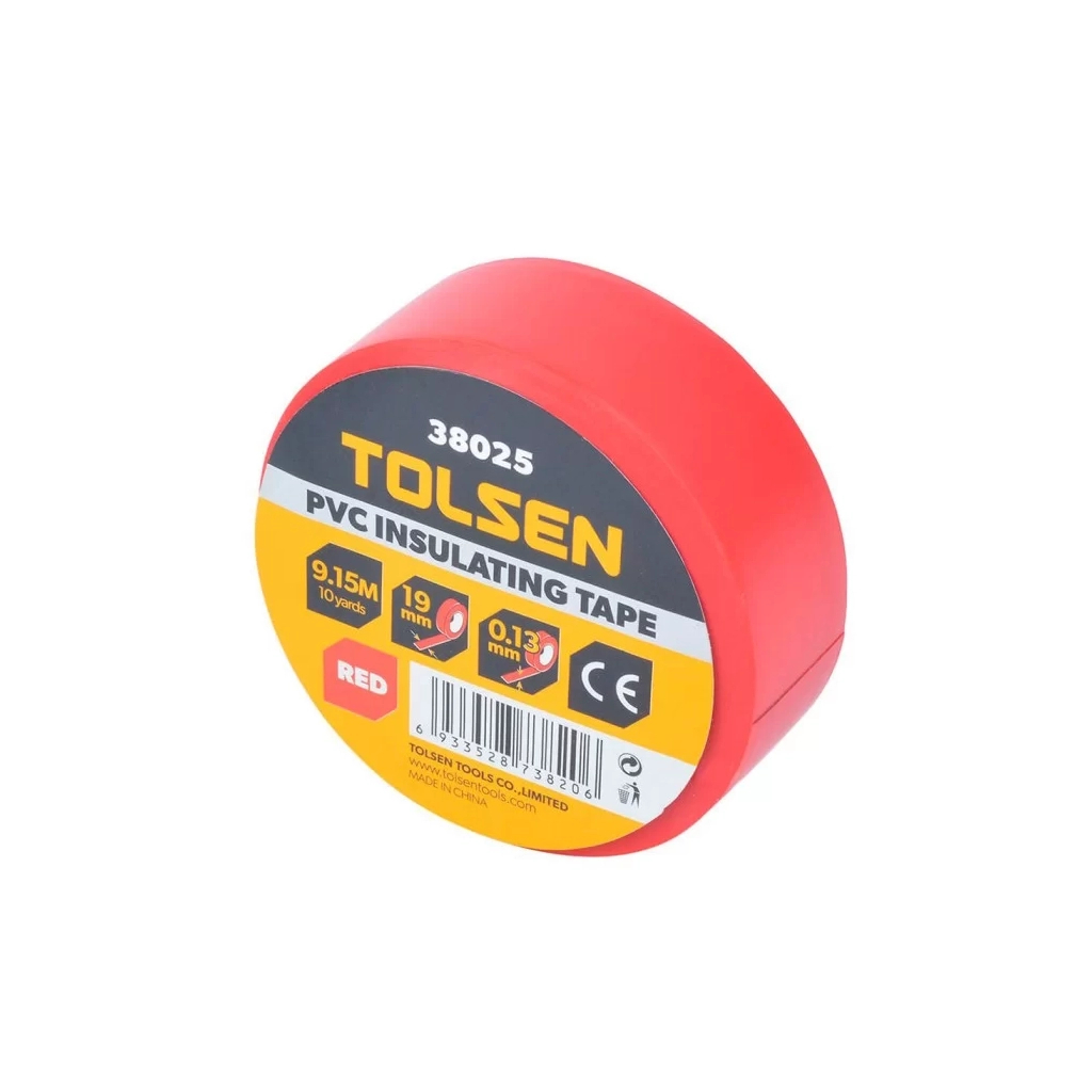 Ізоляційна стрічка Tolsen 19 мм х 9.2 м червона 0.13 мм (38025) - фото 2 Ізоляційна стрічка Tolsen 19 мм х 9.2 м червона 0.13 мм (38025) - фото 2