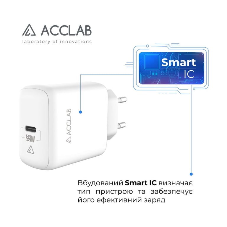 Зарядний пристрій ACCLAB AL-TC125 1хType-C 5В/3A/25W QC/PD3.0 (1283126538841) - фото 4