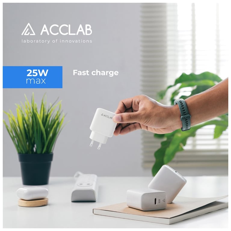 Зарядний пристрій ACCLAB AL-TC125 1хType-C 5В/3A/25W QC/PD3.0 (1283126538841) - фото 6