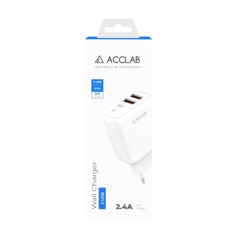Зарядний пристрій ACCLAB AL-TC224 2хUSB 5В/2,4A/12W (1283126538834) - фото 2