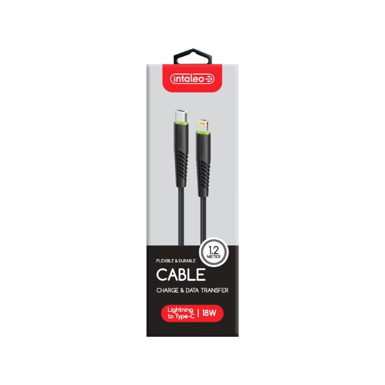 Дата кабель USB-C to Lightning 1.2m CBFLEXTL1 18W black Intaleo (1283126542459) - фото 2