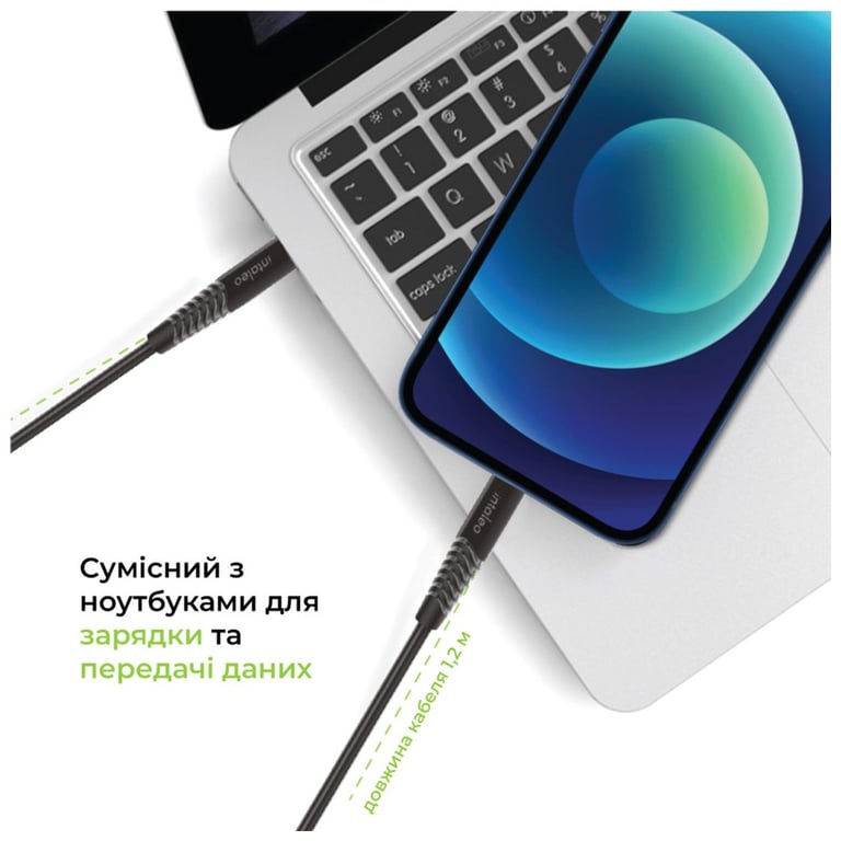Дата кабель USB-C to Lightning 1.2m CBFLEXTL1 18W black Intaleo (1283126542459) - фото 4