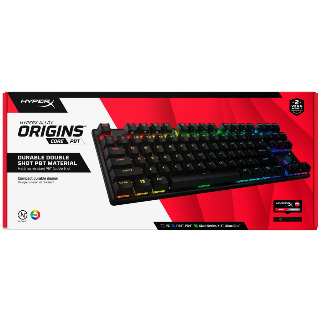 Клавіатура HyperX Alloy Origins Core PBT HX Red (639N7AA) - фото 8 Клавіатура HyperX Alloy Origins Core PBT HX Red (639N7AA) - фото 8