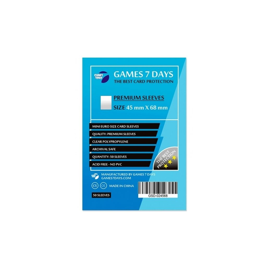 Протектор для карт Games 7 Days 45 х 68 мм, Mini Euro, 50 шт (PREMIUM) (GSD-024568)
