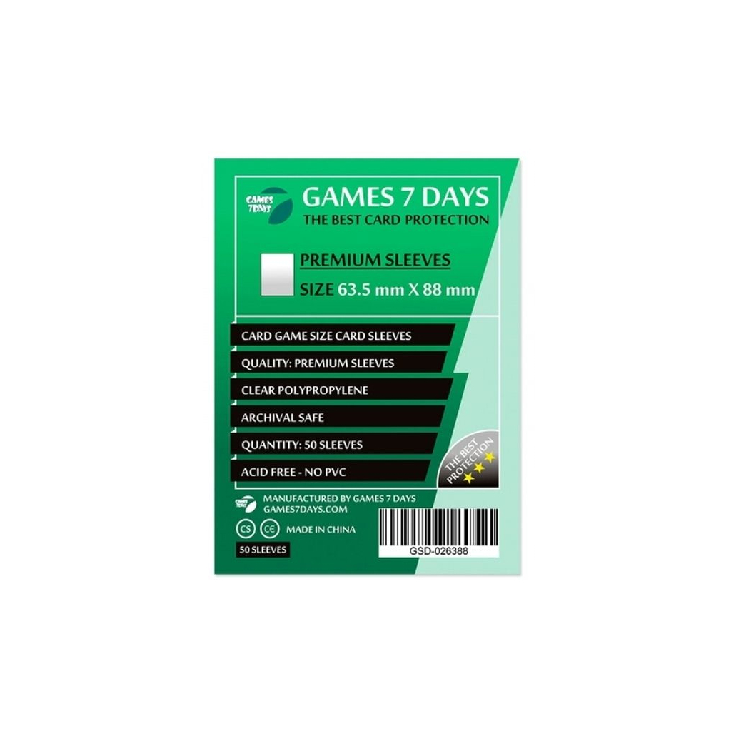 Протектор для карт Games 7 Days 63,5 х 88 мм, Card Game, 50 шт (PREMIUM) (GSD-026388) - фото 1 Протектор для карт Games 7 Days 63,5 х 88 мм, Card Game, 50 шт (PREMIUM) (GSD-026388) - фото 1
