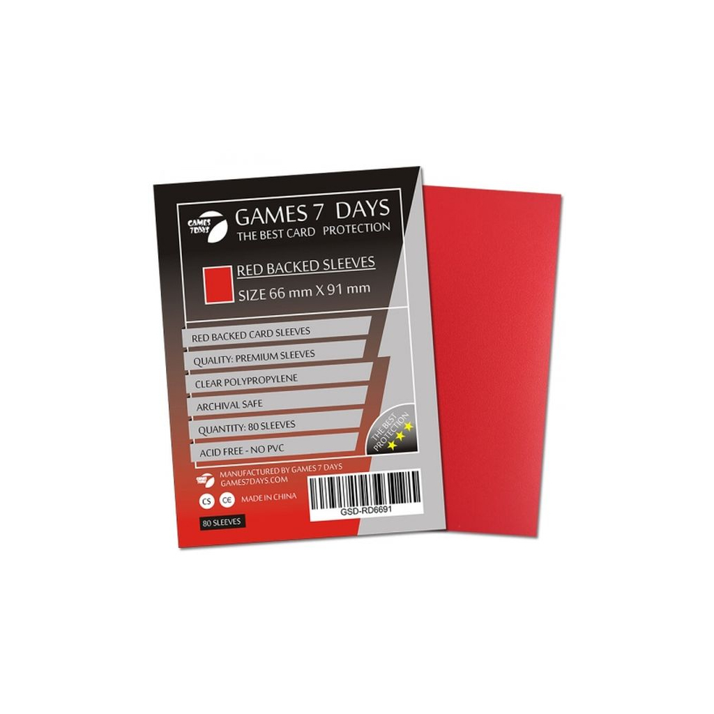Протектор для карт Games 7 Days 66 х 91 мм, MTG, 80 шт Red (PREMIUM) (GSD-RD6691) - фото 1