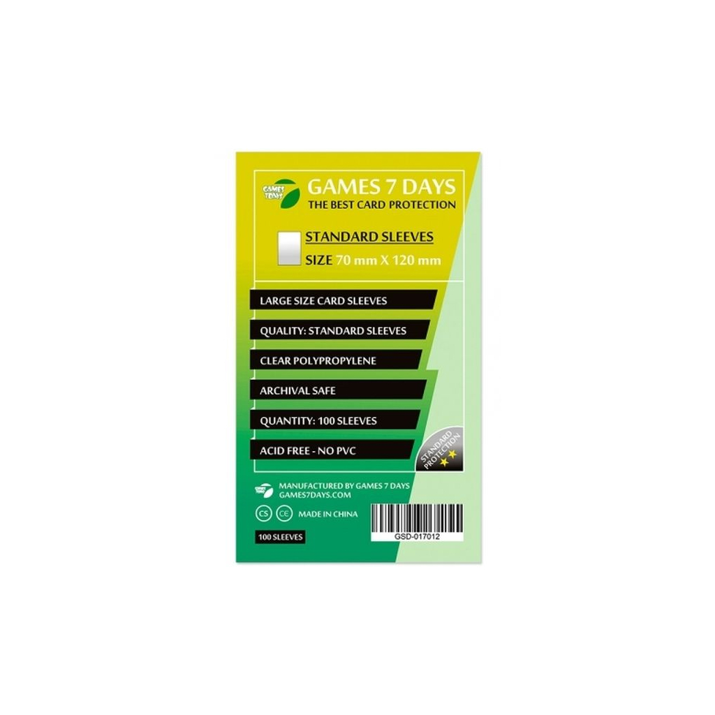 Протектор для карт Games 7 Days 70 х 120 мм, Large, 100 шт (STANDART) (GSD-017012) - фото 1