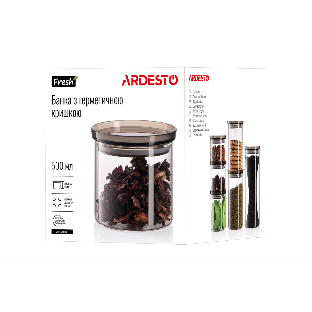 Ємність для сипучих продуктів Ardesto Fresh скло, пластик 500 мл (AR1305SF) - фото 9 Ємність для сипучих продуктів Ardesto Fresh скло, пластик 500 мл (AR1305SF) - фото 9