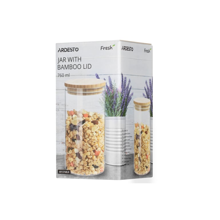 Ємність для сипучих продуктів Ardesto Fresh скло, бамбук 760 мл (AR1376BLR) - фото 4