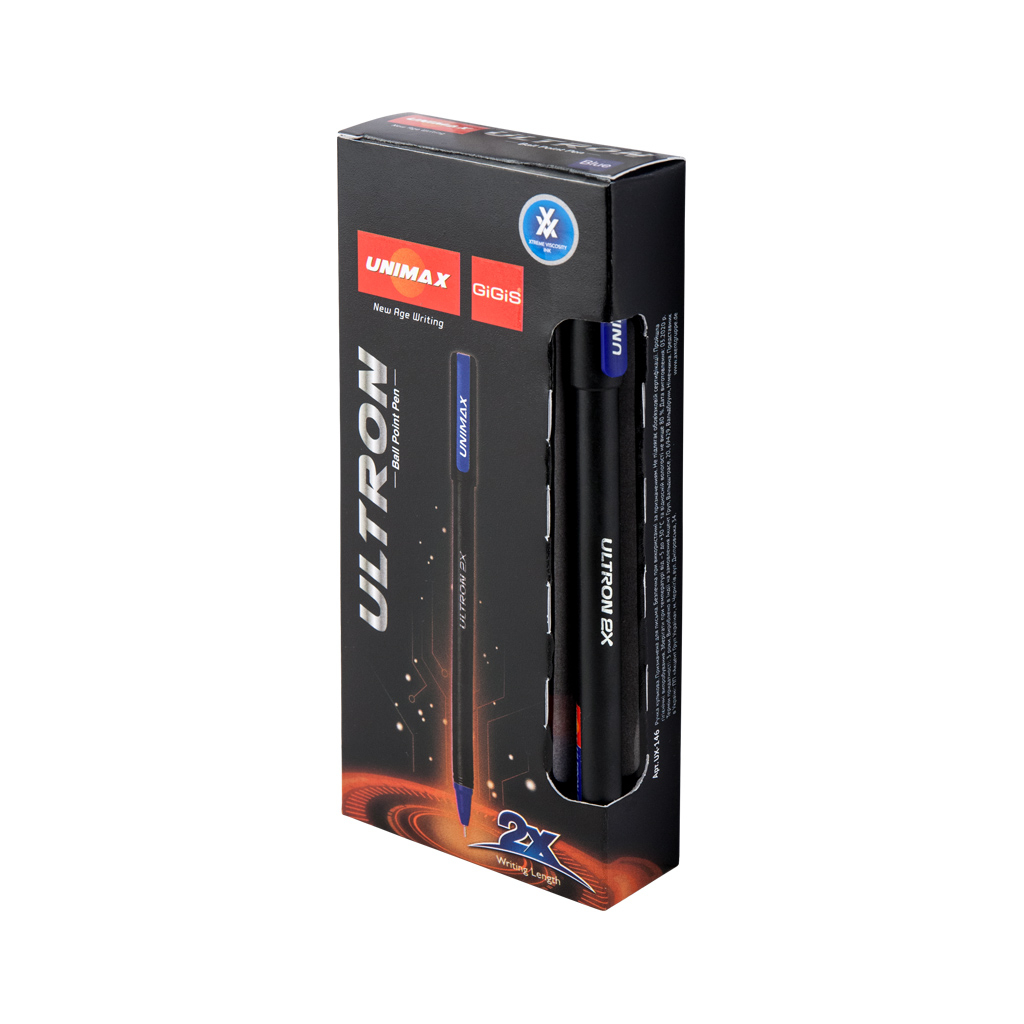 Ручка кулькова Unimax Ultron 2x, синя (UX-146-01) - фото 2 Ручка кулькова Unimax Ultron 2x, синя (UX-146-01) - фото 2