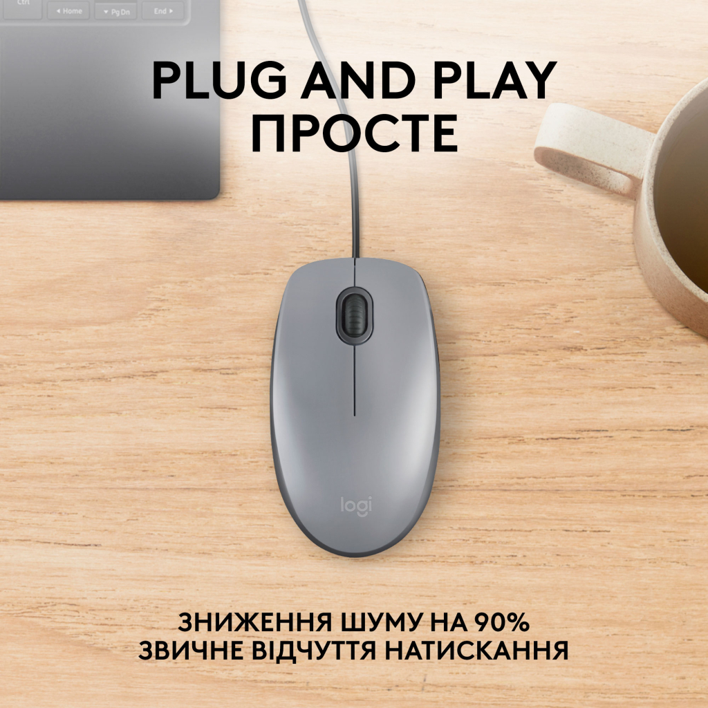 Мишка Logitech M110 Silent USB Mid Gray (910-006760) - фото 3 Мишка Logitech M110 Silent USB Mid Gray (910-006760) - фото 3