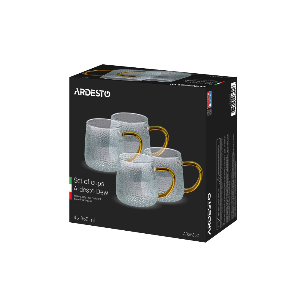 Набір чашок Ardesto Dew 350 мл 4 шт (AR2635C) - фото 3 Набір чашок Ardesto Dew 350 мл 4 шт (AR2635C) - фото 3