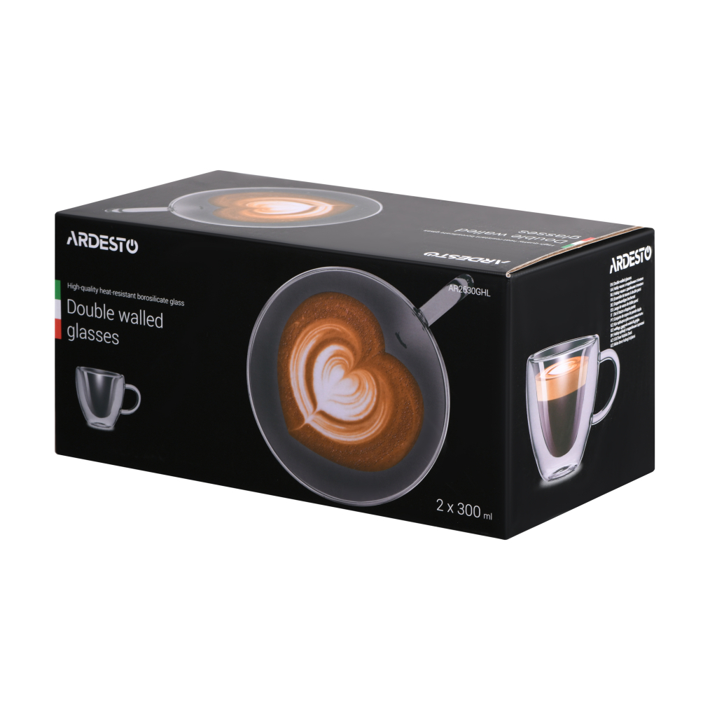 Набір чашок Ardesto 300 мл H 9,5 см 2 шт (AR2630GHL) - фото 3 Набір чашок Ardesto 300 мл H 9,5 см 2 шт (AR2630GHL) - фото 3